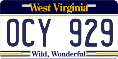 WV license plate OCY929