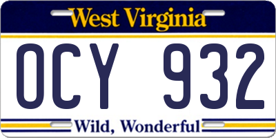 WV license plate OCY932