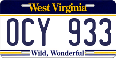 WV license plate OCY933