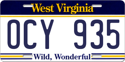 WV license plate OCY935