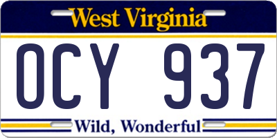 WV license plate OCY937