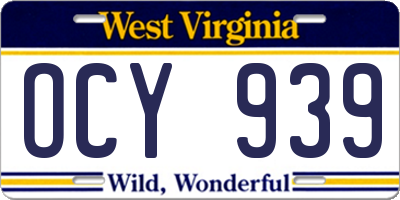 WV license plate OCY939