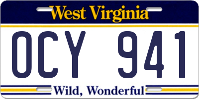 WV license plate OCY941