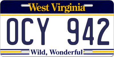 WV license plate OCY942