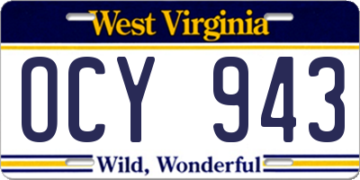WV license plate OCY943