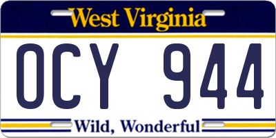 WV license plate OCY944