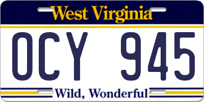 WV license plate OCY945