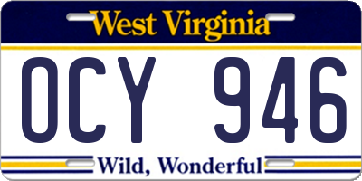 WV license plate OCY946