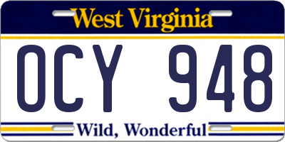 WV license plate OCY948