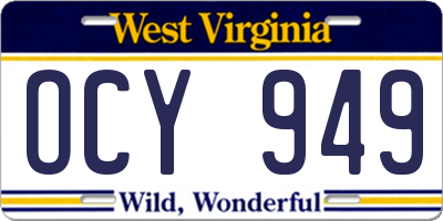 WV license plate OCY949