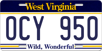 WV license plate OCY950