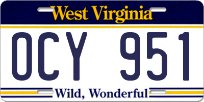 WV license plate OCY951