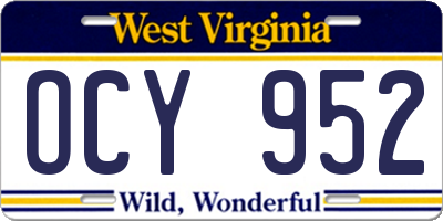 WV license plate OCY952