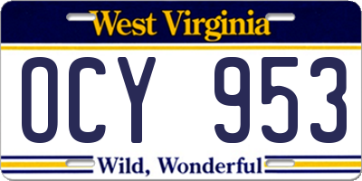 WV license plate OCY953