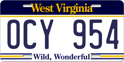 WV license plate OCY954