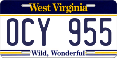 WV license plate OCY955