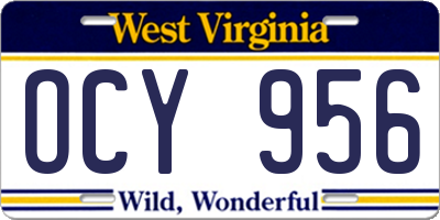 WV license plate OCY956