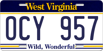 WV license plate OCY957