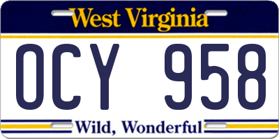 WV license plate OCY958