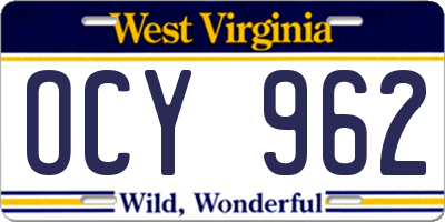 WV license plate OCY962