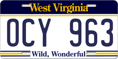 WV license plate OCY963