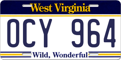 WV license plate OCY964