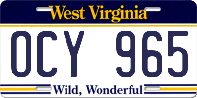 WV license plate OCY965
