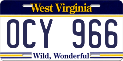 WV license plate OCY966
