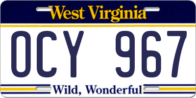 WV license plate OCY967