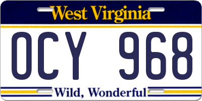 WV license plate OCY968