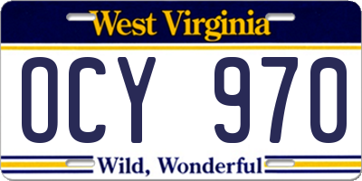 WV license plate OCY970