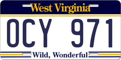WV license plate OCY971
