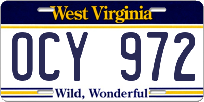 WV license plate OCY972