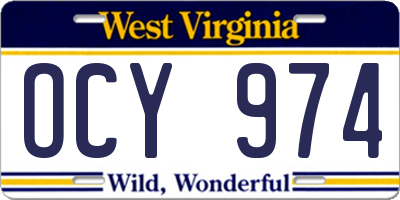 WV license plate OCY974