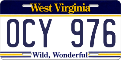 WV license plate OCY976