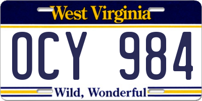 WV license plate OCY984
