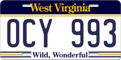 WV license plate OCY993