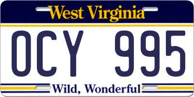 WV license plate OCY995