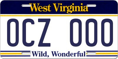 WV license plate OCZ000