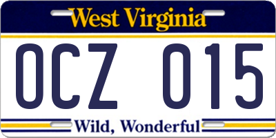 WV license plate OCZ015