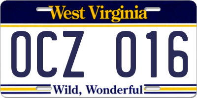 WV license plate OCZ016