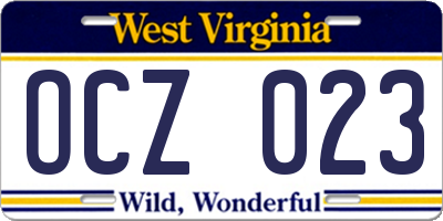 WV license plate OCZ023