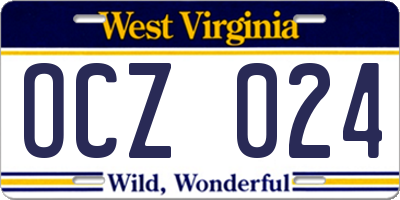 WV license plate OCZ024