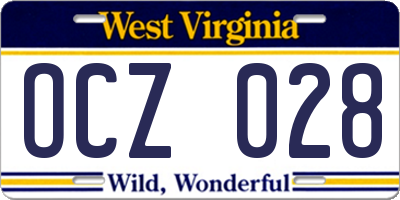 WV license plate OCZ028