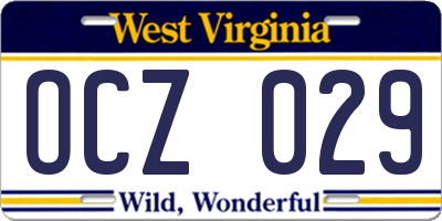 WV license plate OCZ029