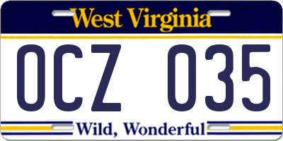 WV license plate OCZ035