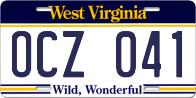 WV license plate OCZ041