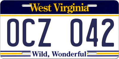 WV license plate OCZ042