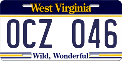 WV license plate OCZ046