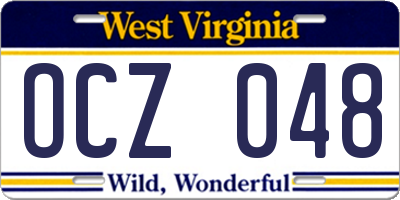 WV license plate OCZ048